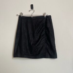 Free People Ruched Faux Mini Skirt Black